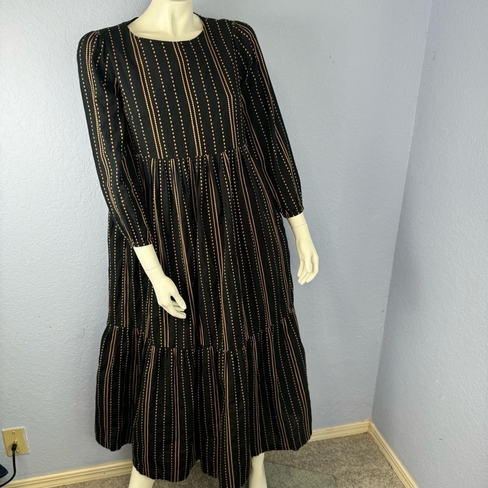 Hatch The Eda Tiered Maternity 3/4 Sleeves Cotton Maxi Dress Size 0 (XS-S)